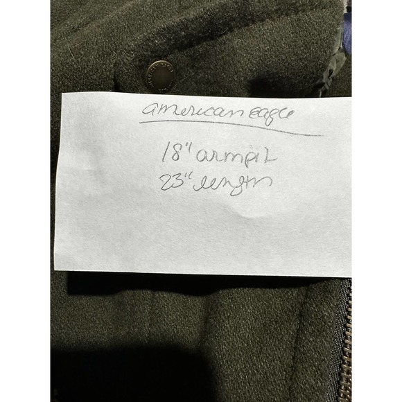 American Eagle‎ Womens Moto Jacket Sz Small Dark Moss Green Wool Blend Faux Fur - Picture 12 of 12